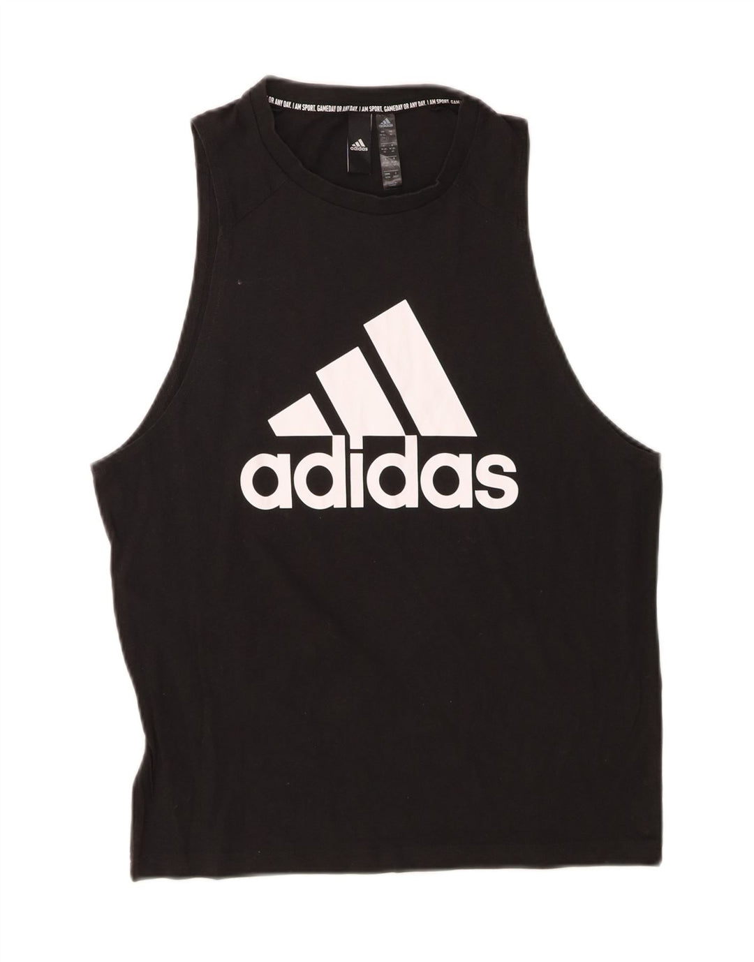 ADIDAS Womens Graphic Vest Top UK 12/14 Medium Black