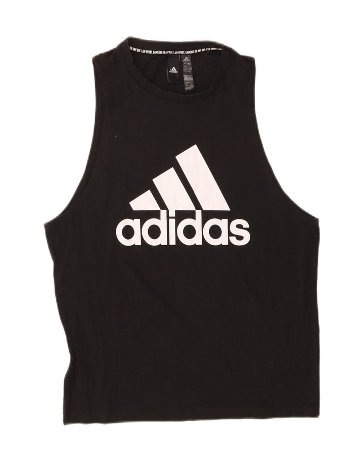 ADIDAS Womens Graphic Vest Top UK 12/14 Medium Black