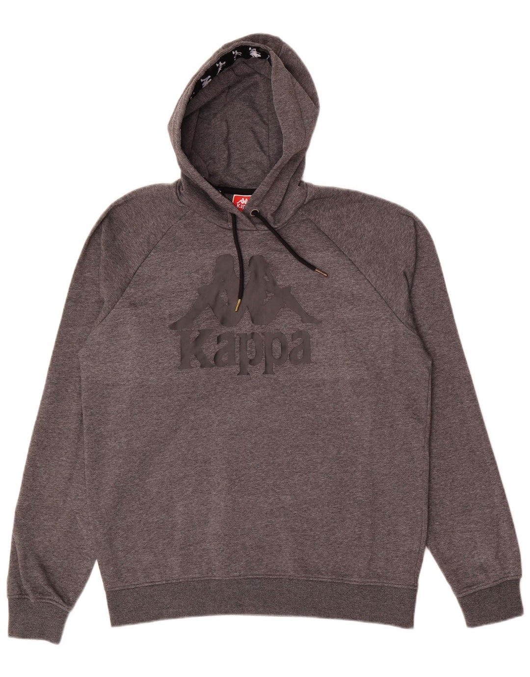 Kappa Herren-Kapuzenpullover mit Grafik, groß, grau, Polyester