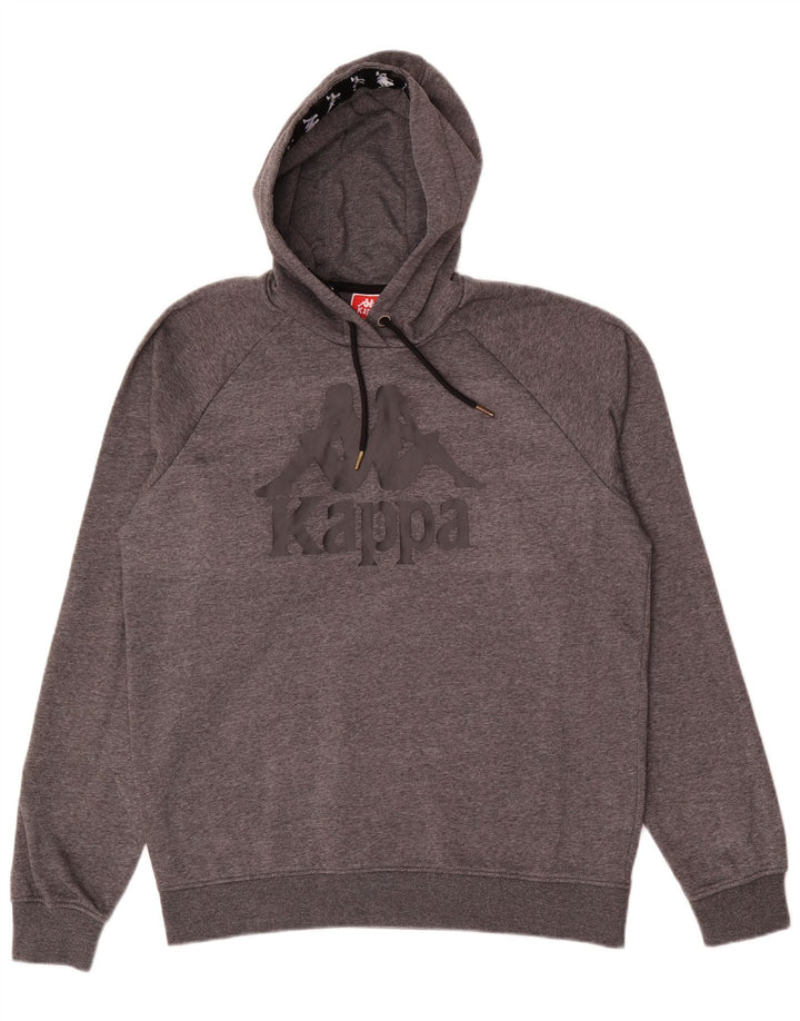 Kappa Herren-Kapuzenpullover mit Grafik, groß, grau, Polyester