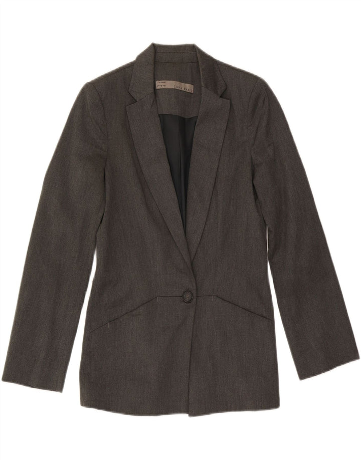 Zara Damen-Blazer mit 1 Knopf, Gr. 10, Größe S, Grau, Polyester