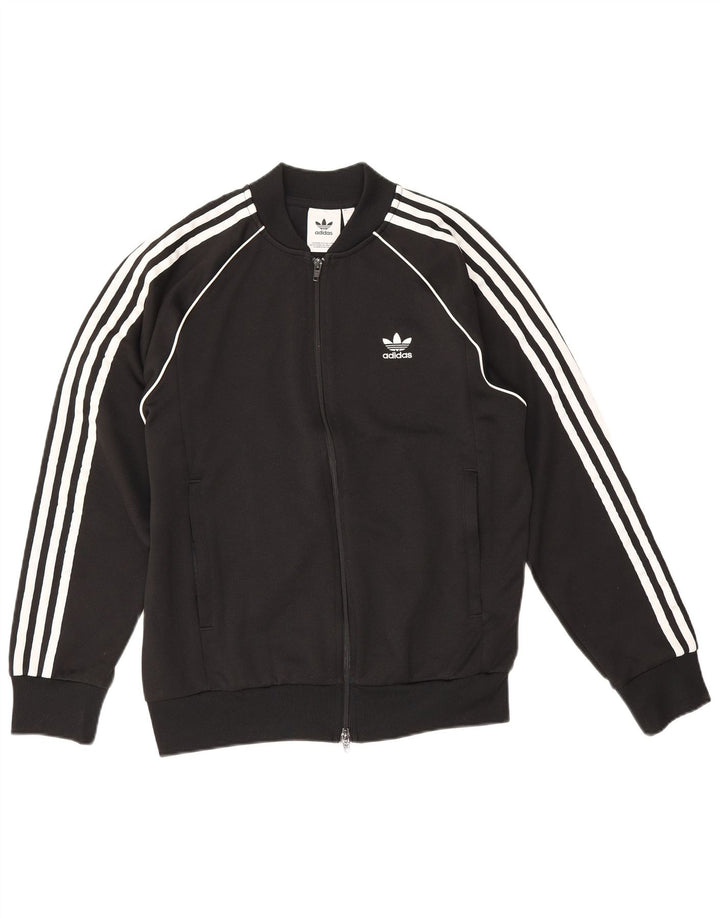 Adidas Herren-Trainingsanzug-Top-Jacke aus mittelschwarzem Polyester
