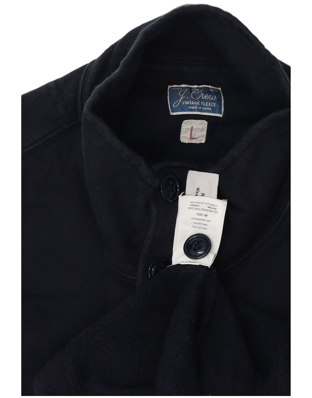 J. CREW Herren-Sweatshirt mit Knopfkragen, groß, marineblau, Baumwolle