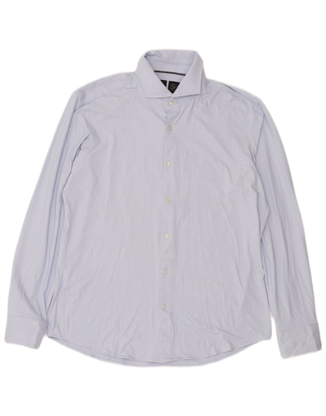 HUGO BOSS Herren-Hemd mit normaler Passform, großes, blau gepunktetes Polyester