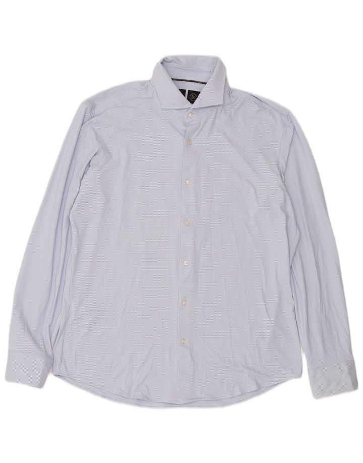 HUGO BOSS Herren-Hemd mit normaler Passform, großes, blau gepunktetes Polyester