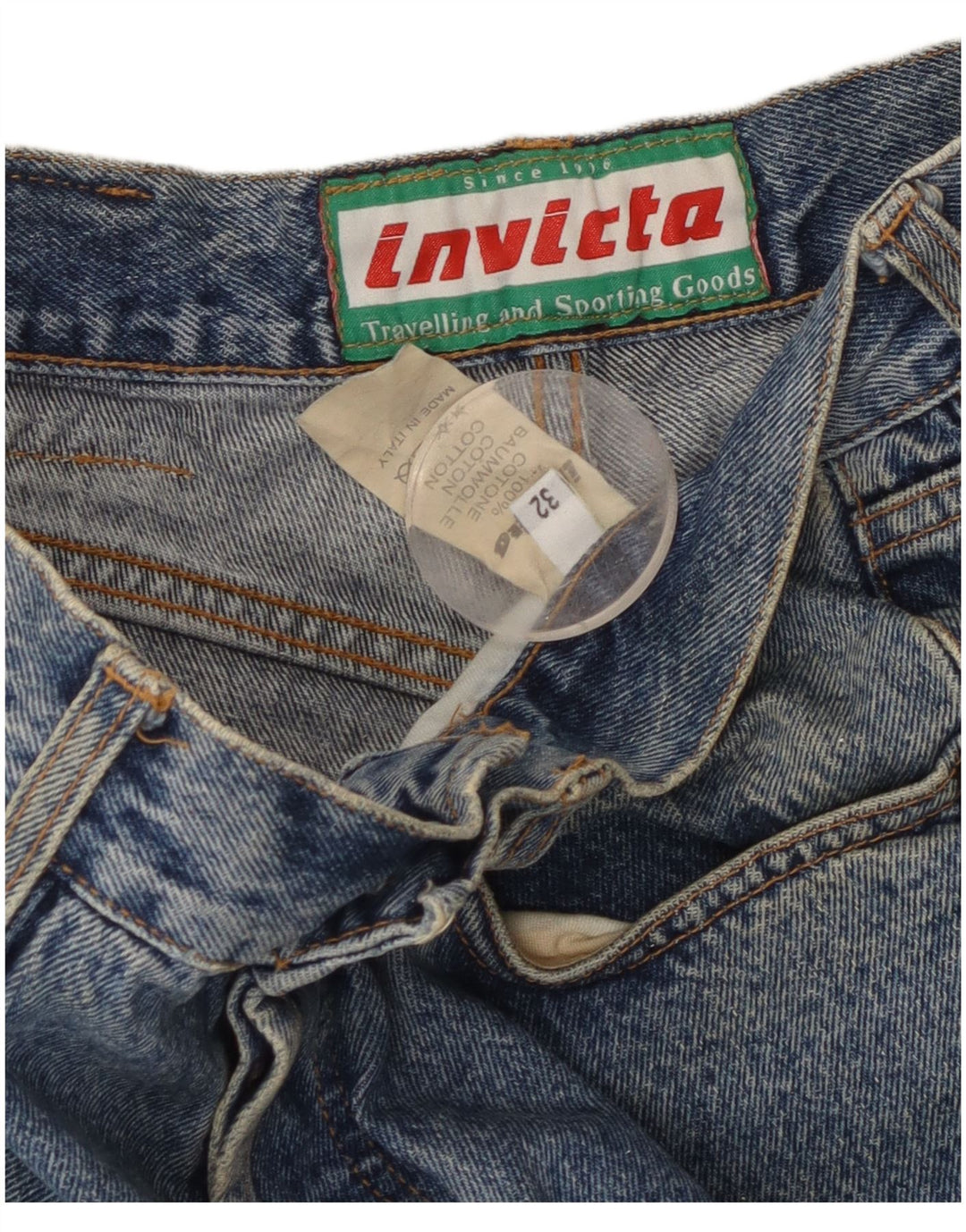Invicta Herren verkürzte gerade Jeans W32 L24 blaue Baumwolle