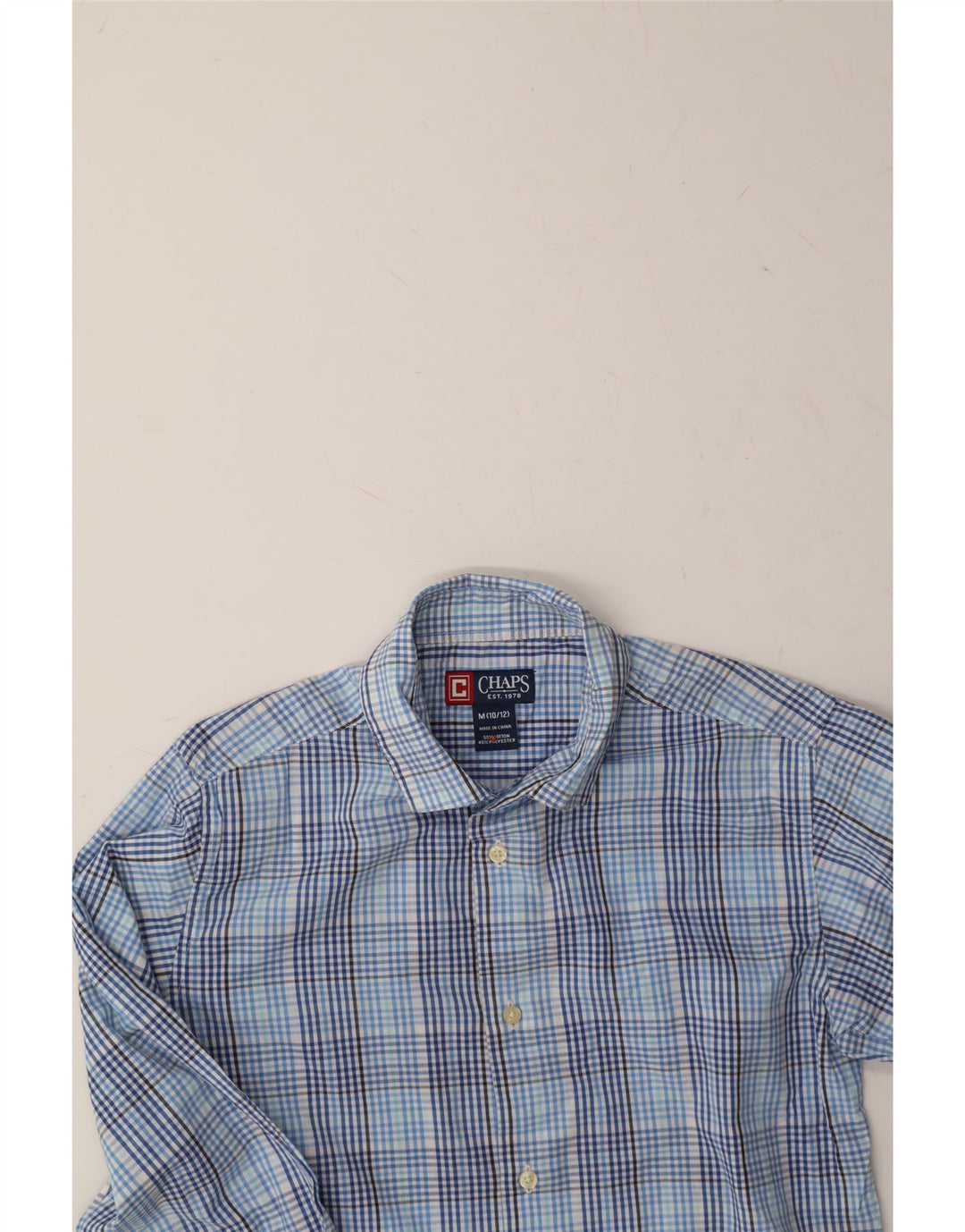 CHAPS Boys Shirt 10-11 Years Medium Blue Check Cotton Vintage Chaps and Second-Hand Chaps from Messina Hembry 