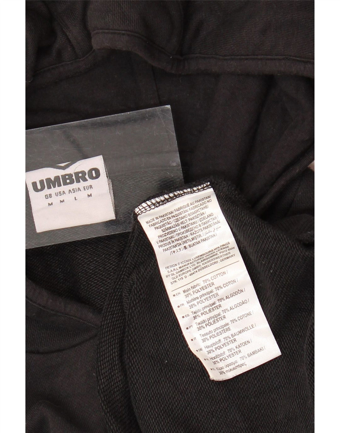 UMBRO Herren-Kapuzenpullover, mittelschwarz, Baumwolle