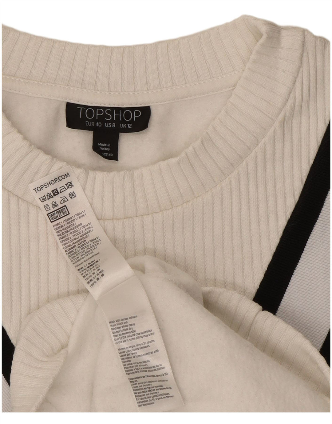 Topshop Damen-Sweatshirt in Übergröße, Gr. 12, mittelweiß gestreift