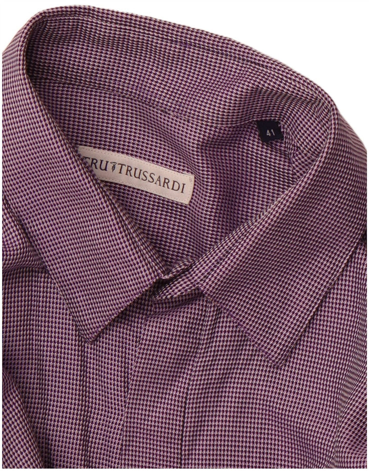 TRUSSARDI Herrenhemd Größe 41 Mittelviolett gepunktet