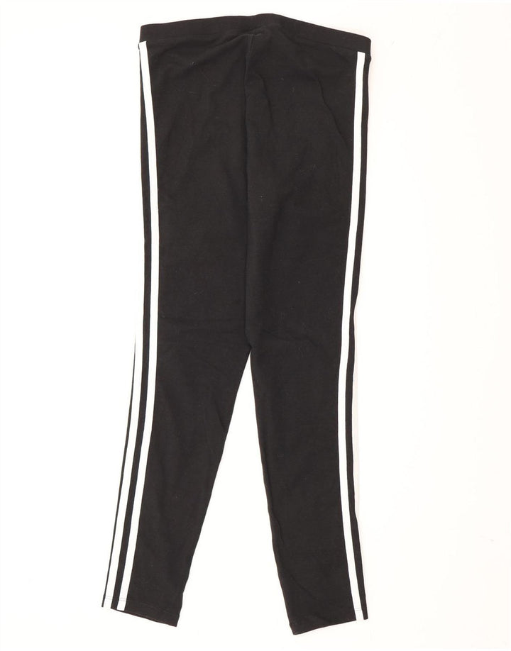 Adidas Damen Leggings UK 10 Small Schwarz Baumwolle