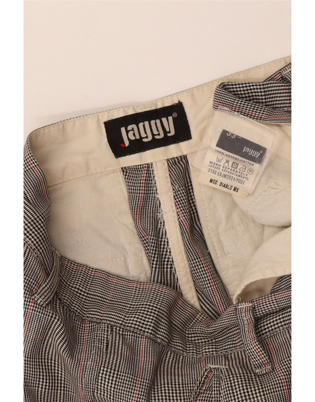 Jaggy Herren Cargoshorts W33 mittelgraue Hahnentritt-Baumwolle