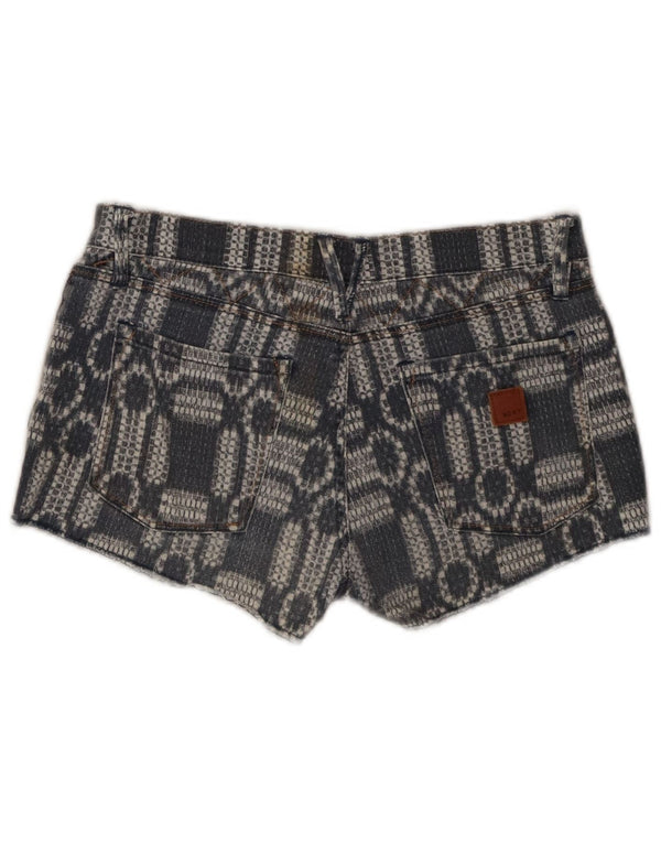 Roxy Damen Jeansshorts US 7 Medium W30 Blau Geometrisch