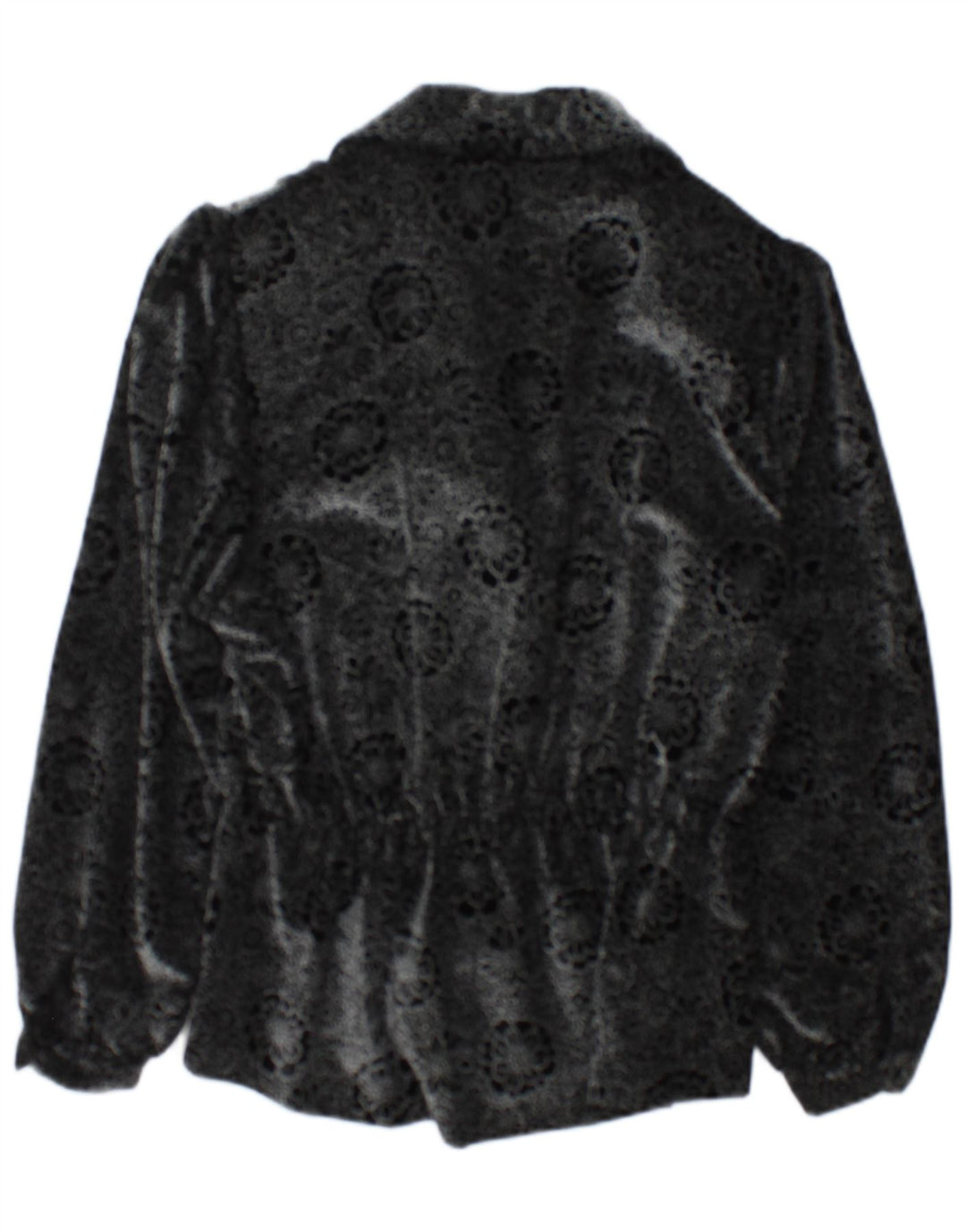 Vintage Damen 2-Knopf-Blazerjacke UK 14 Mittelschwarz geblümt