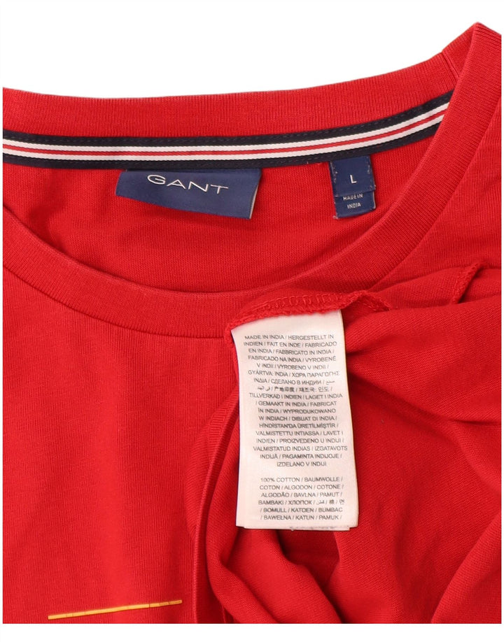 Gant Herren-T-Shirt mit Grafik, Größe L, aus roter Baumwolle