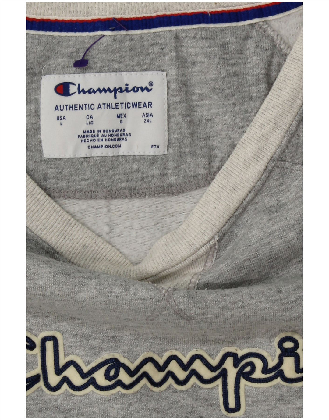 CHAMPION Damen Grafik-Sweatshirt-Pullover UK 16 Large Grau