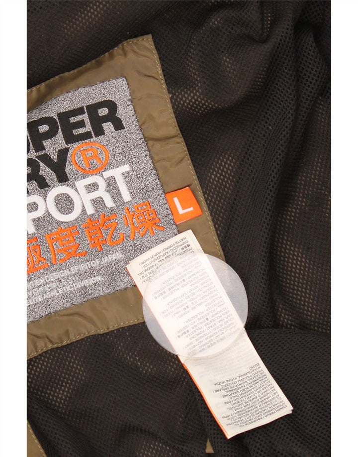 Superdry Damen-Regenjacke mit Kapuze, UK 14, Größe L, Khaki, Polyester