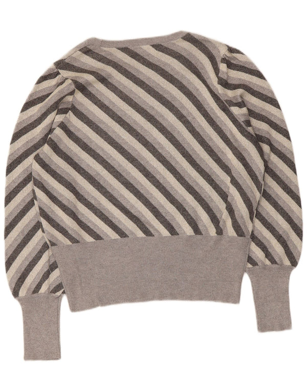 Marks & Spencer Damen-Pullover mit U-Boot-Ausschnitt, Gr. 42, Größe L, grau gestreift