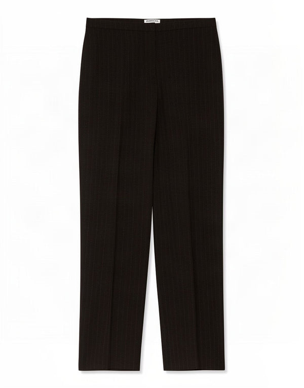 Marella Damen-Anzughose, gerade, UK 44, Größe L, W32, L31, Schwarz, Nadelstreifen