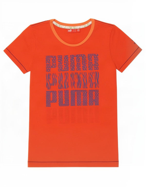 Puma Damen Grafik T-Shirt Top UK 10 Small Orange