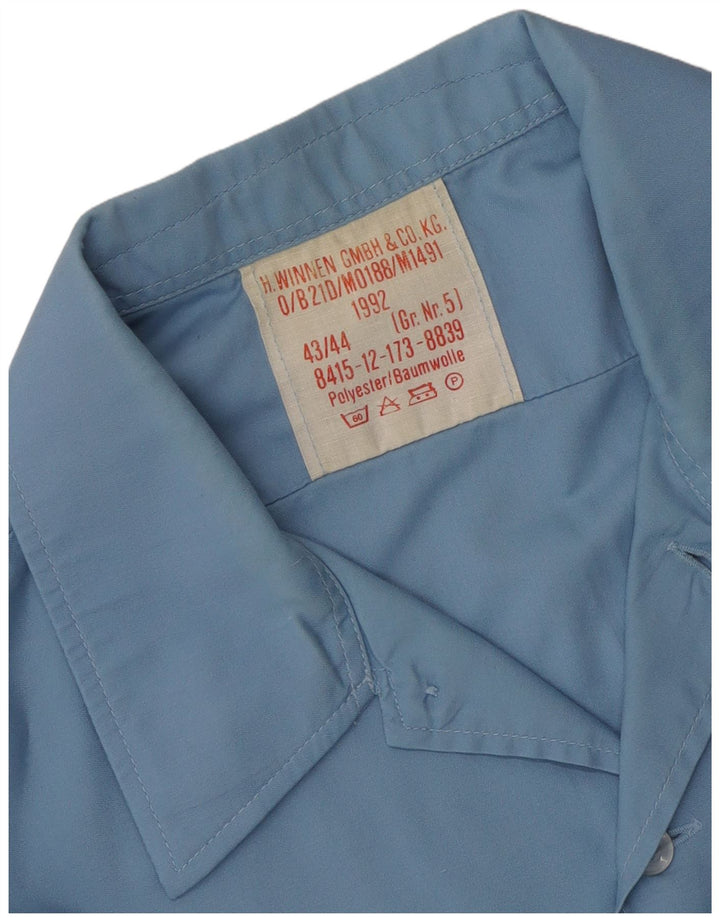 Vintage Herren-Militärhemd, Größe 43/44, großes blaues Polyester