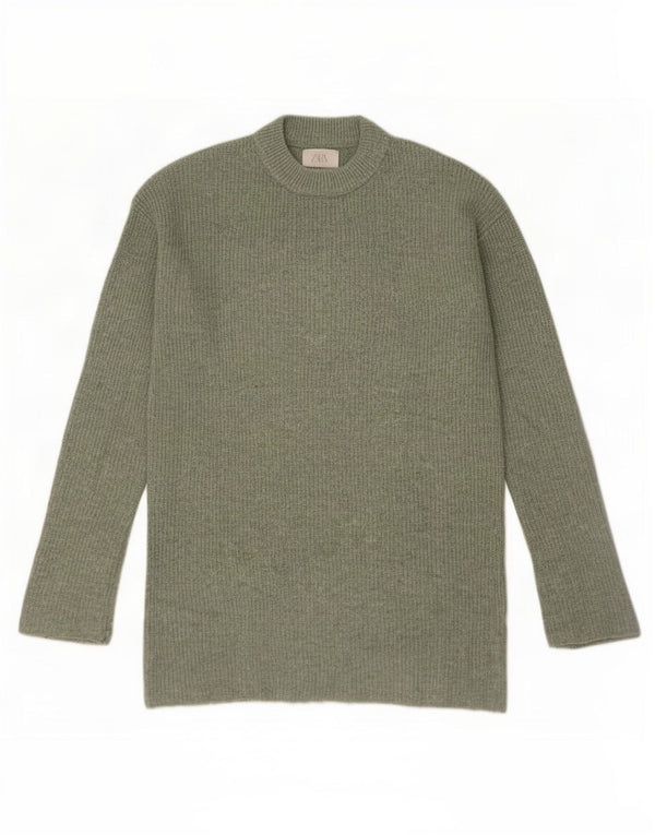 Zara Jungen-Pullover mit Rundhalsausschnitt, 11–12 Jahre, grünes Polyester