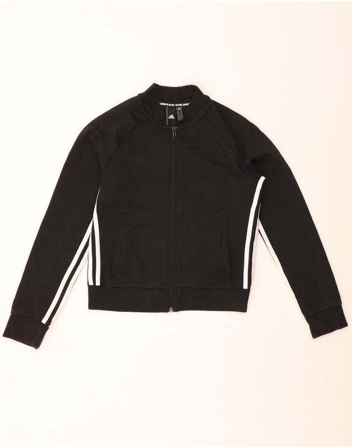 ADIDAS Damen Crop Trainingsanzug Top Jacke UK 4/6 XS Schwarz