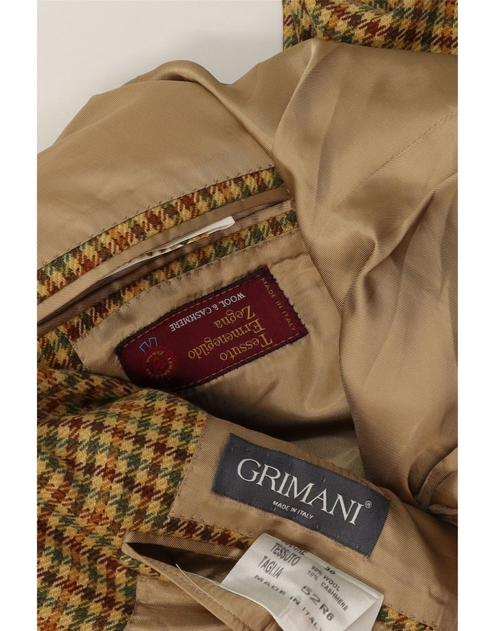 Ermenegildo Zegna Herren-Blazer mit 3 Knöpfen, IT 52, groß, beige Hahnentrittmuster