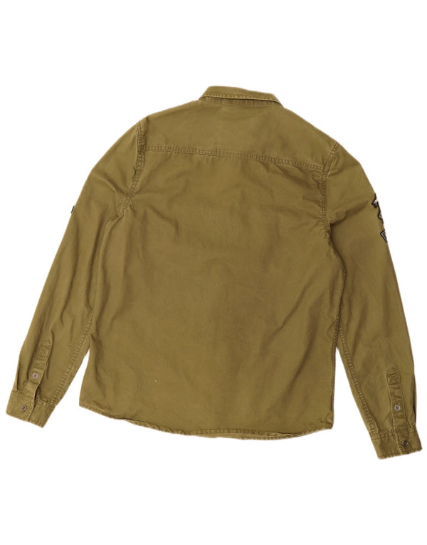 Superdry Damen Grafikhemd UK 14 Medium Khaki Baumwolle