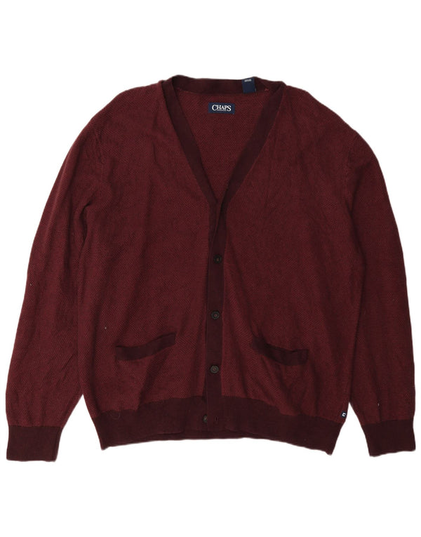 Chaps Herren-Cardigan, 2XL, Burgunderrot, Baumwolle