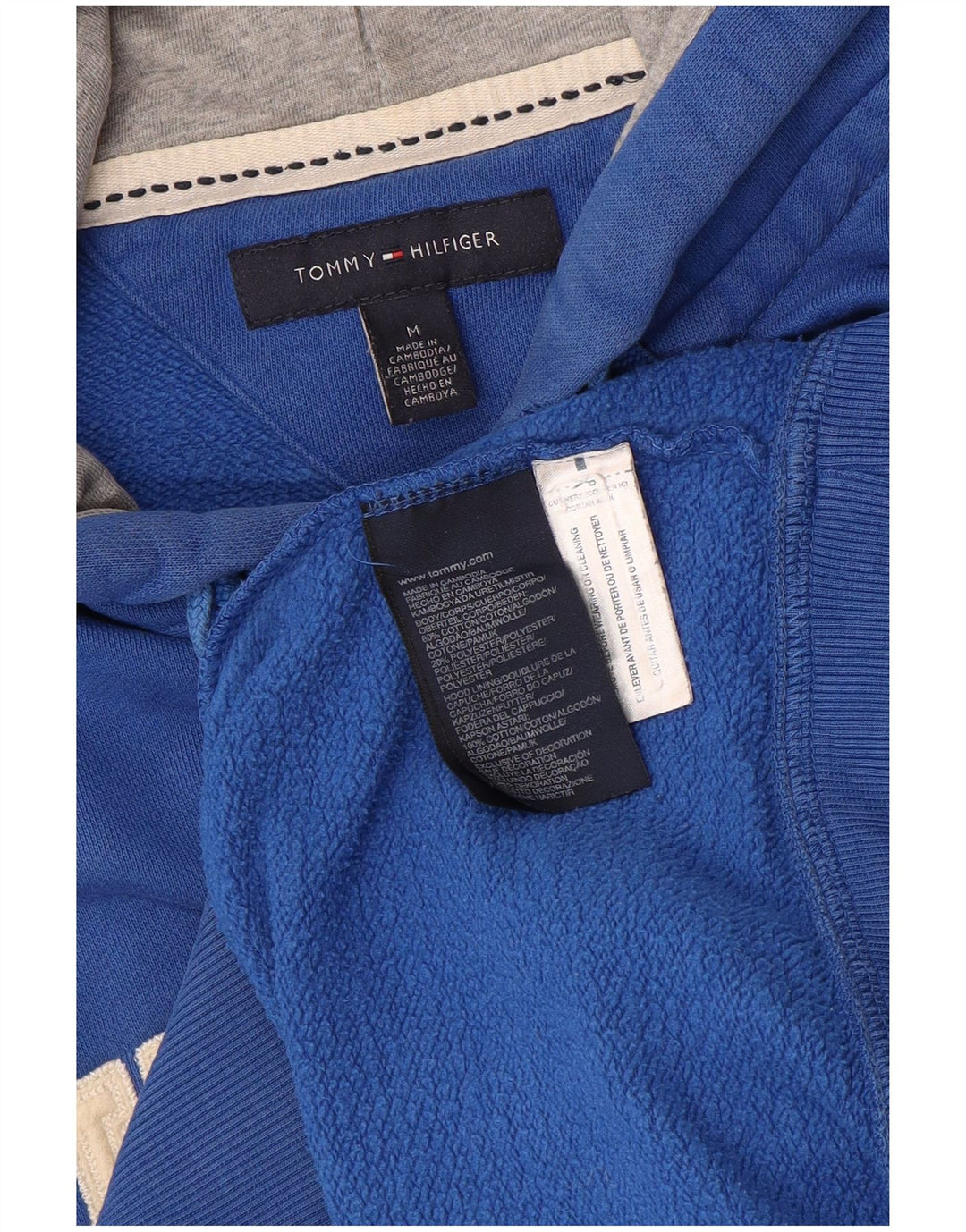 Tommy Hilfiger Herren-Kapuzenpullover mit grafischem Reißverschluss, Mittelblau, Farbblock
