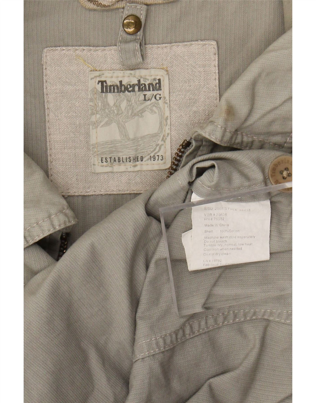 TIMBERLAND Mens Utility Jacket UK 40 Large Grey Cotton