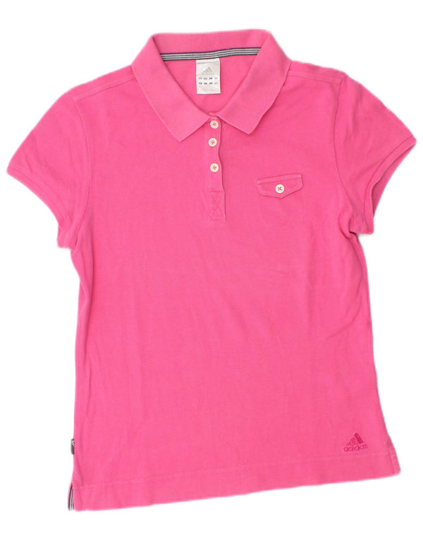 Adidas Womens Polo Shirt UK 12 Medium Pink Cotton