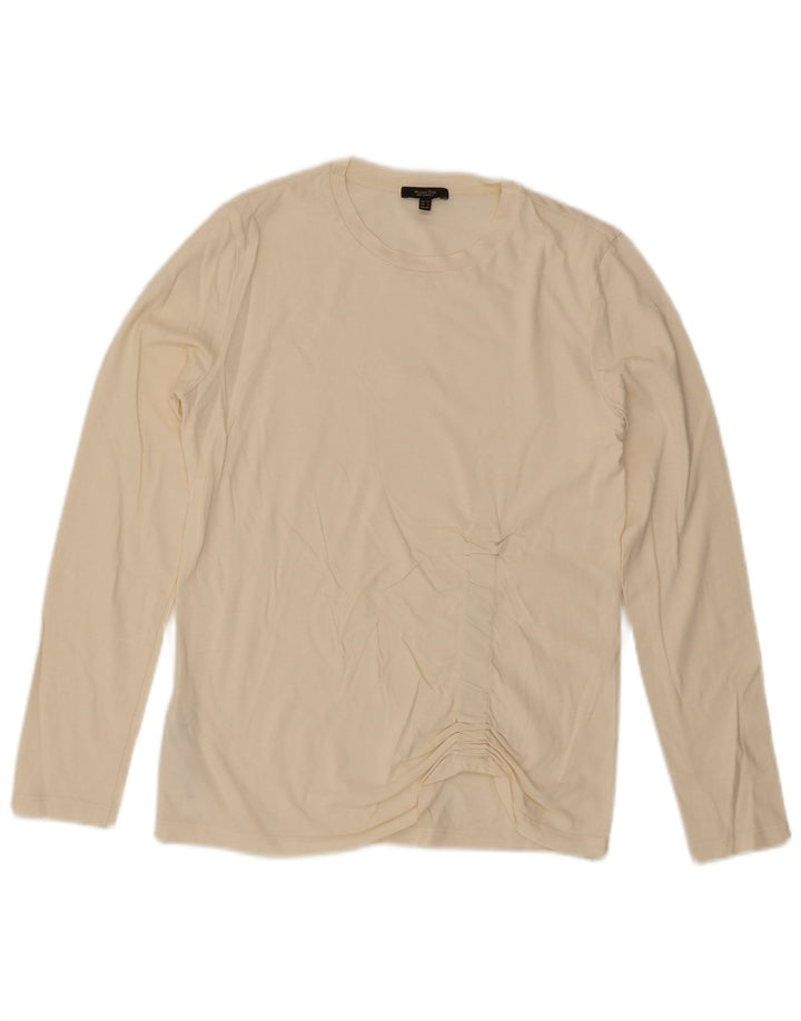 Massimo Dutti Damen Top Langarm UK 6 XS Weiße Baumwolle