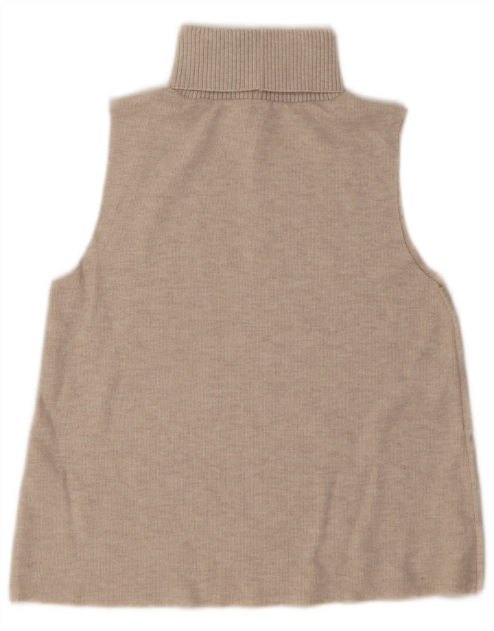 Ärmelloser Rollkragenpullover für Damen von Zara, Gr. 12, Mittelbeige