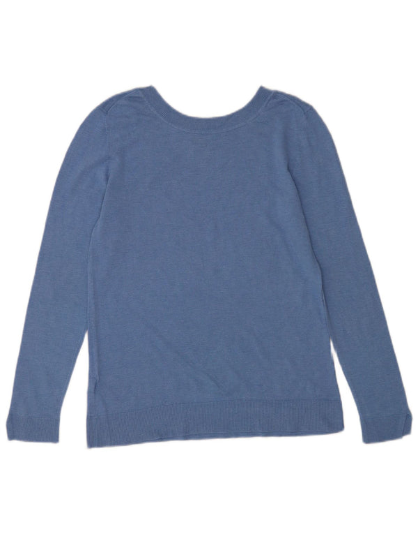 Massimo Dutti Damen-Pullover mit U-Boot-Ausschnitt, UK 12, mittelblaue Seide