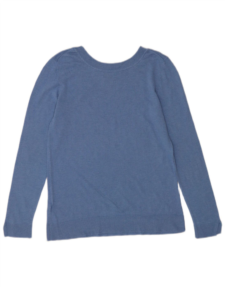 Massimo Dutti Damen-Pullover mit U-Boot-Ausschnitt, UK 12, mittelblaue Seide