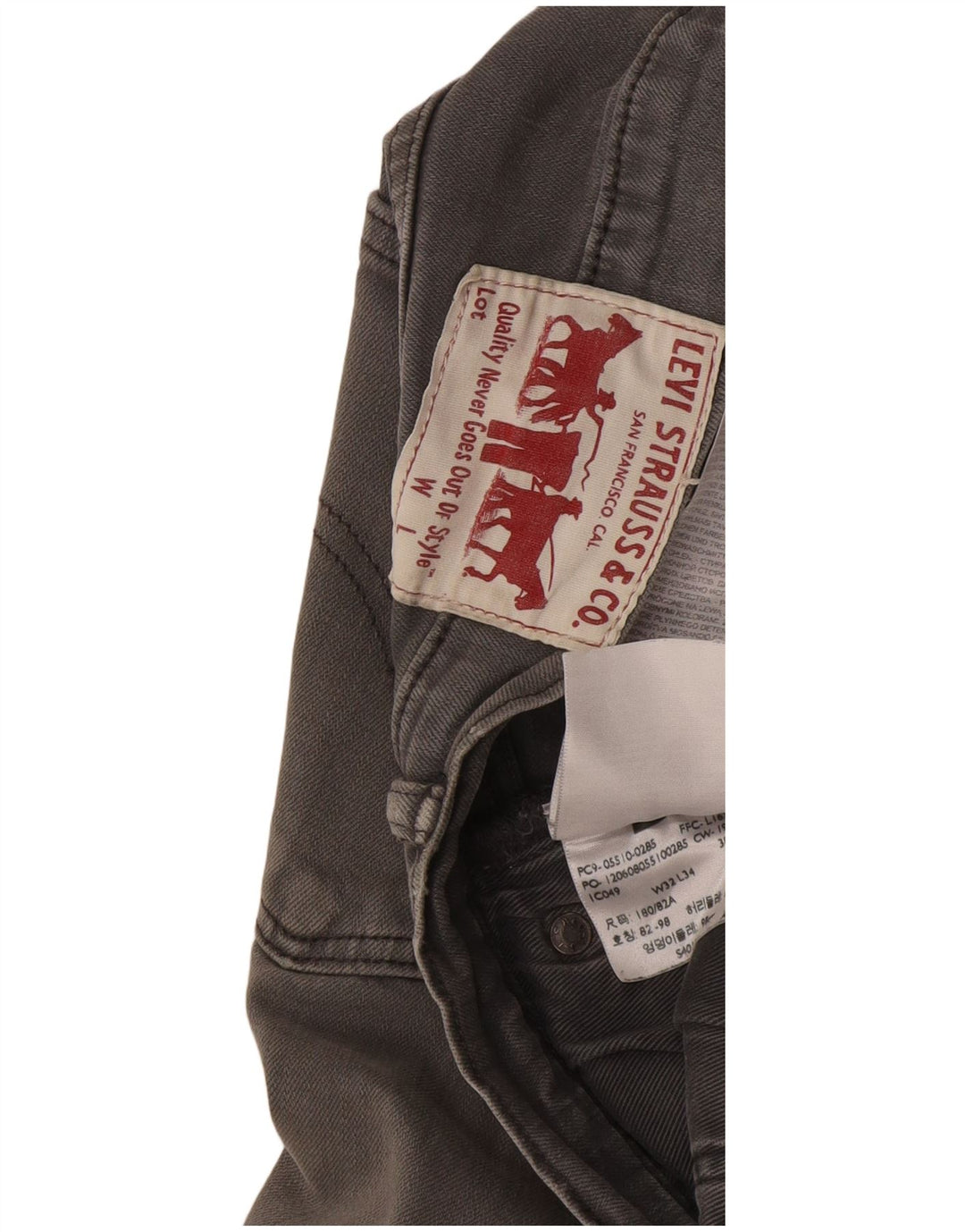 Levi's Herren Skinny Jeans W32 L34 Graue Baumwolle