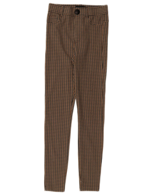 Zara Damen Slim Freizeithose XS W24 L27 Braun Hahnentritt
