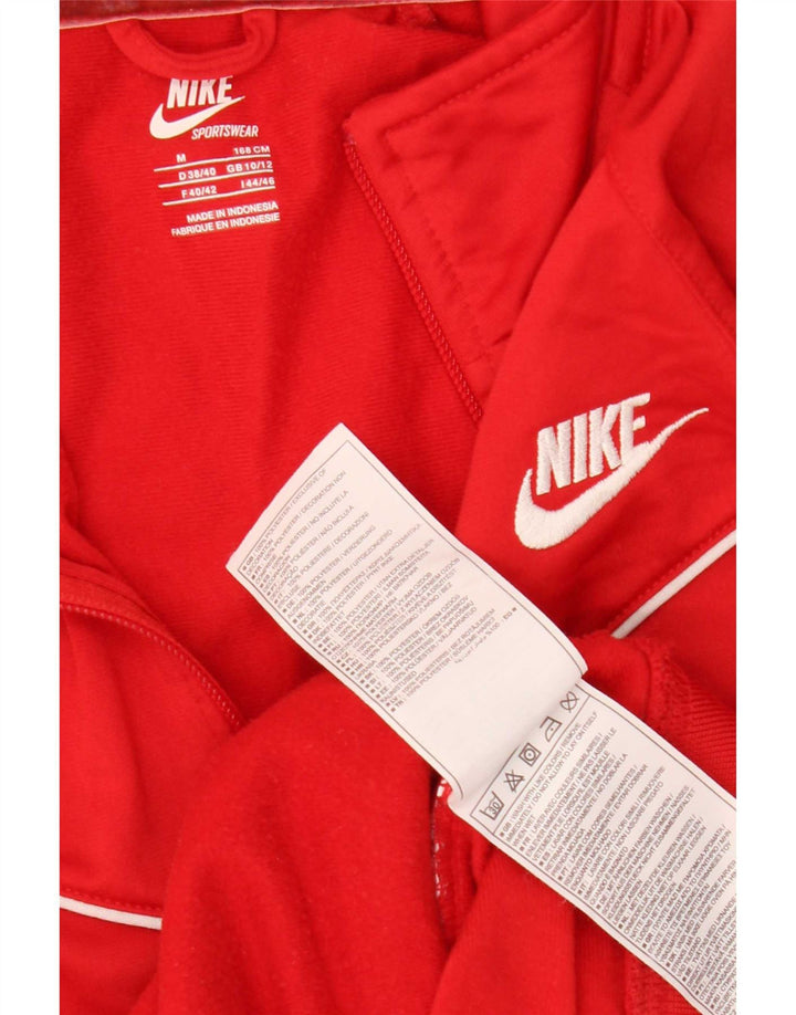 Nike Damen-Trainingsanzug-Top-Jacke UK 10/12 Mittelrotes Polyester
