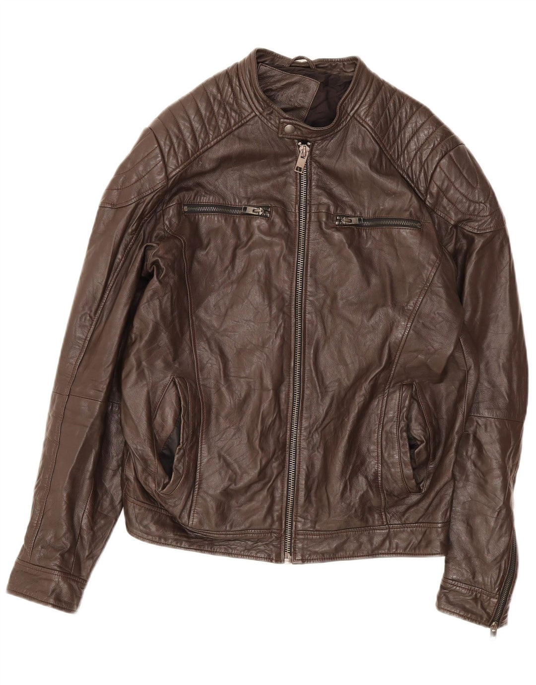 Jack & Jones Herren Lederjacke UK 40 Large Braun