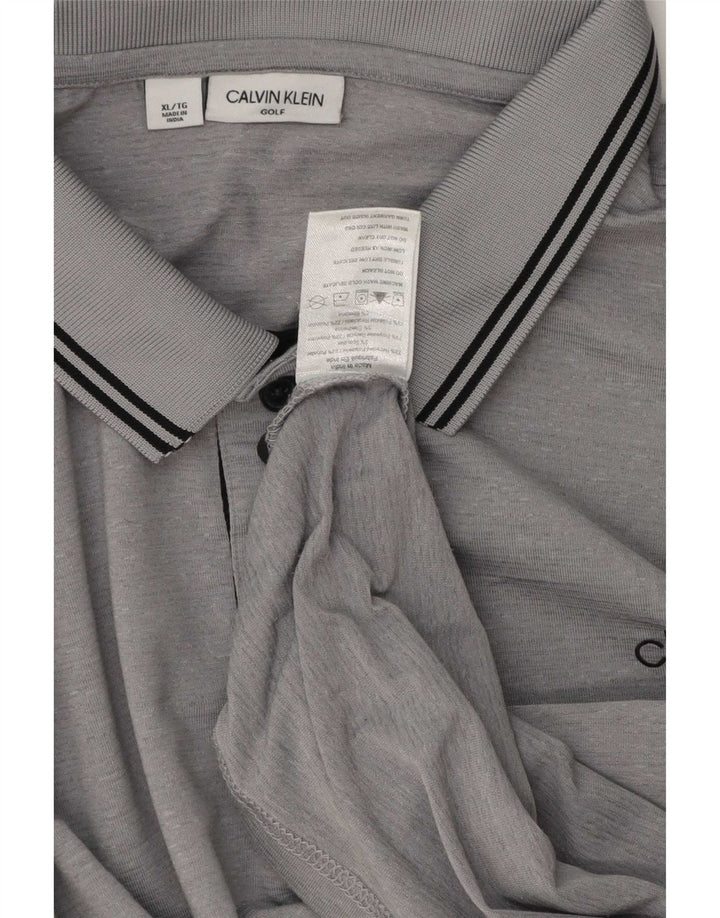 Calvin Klein Herren Poloshirt XL Grau gestreift Polyester