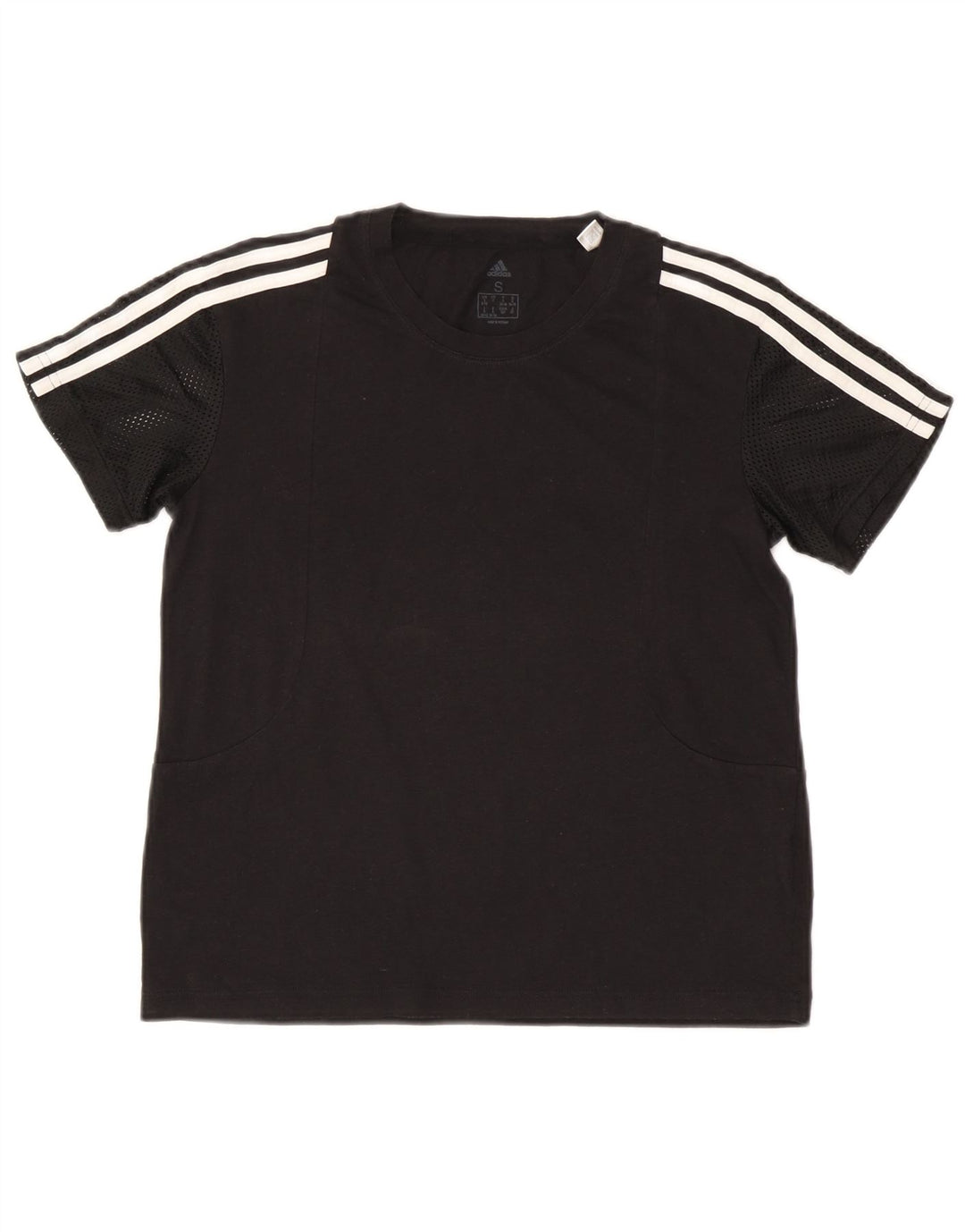 Adidas Damen T-Shirt Top UK 8/10 Small Schwarz Polyester