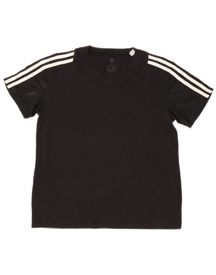 Adidas Damen T-Shirt Top UK 8/10 Small Schwarz Polyester