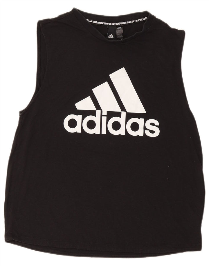 ADIDAS Damen Graphic Vest Top UK 12/14 Mittelschwarzes Polyester