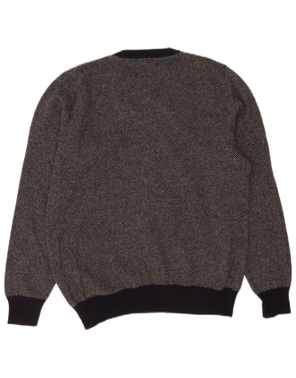 Fred Perry Herren-Pullover mit V-Ausschnitt, große marineblau gefleckte Wolle