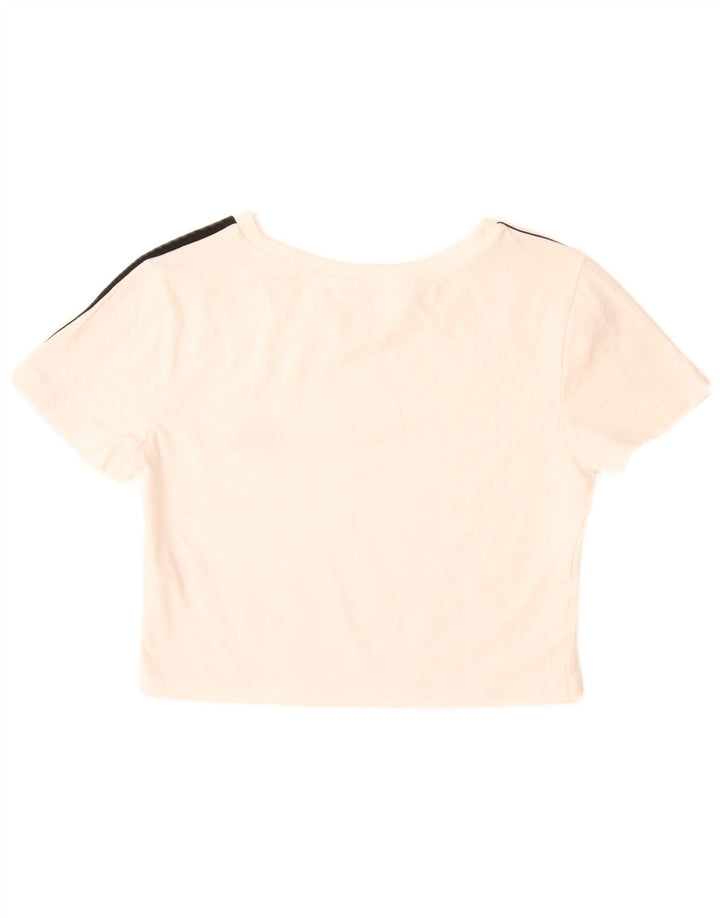 Adidas Damen Crop T-Shirt Top UK 12/14 Mittelweiße Baumwolle