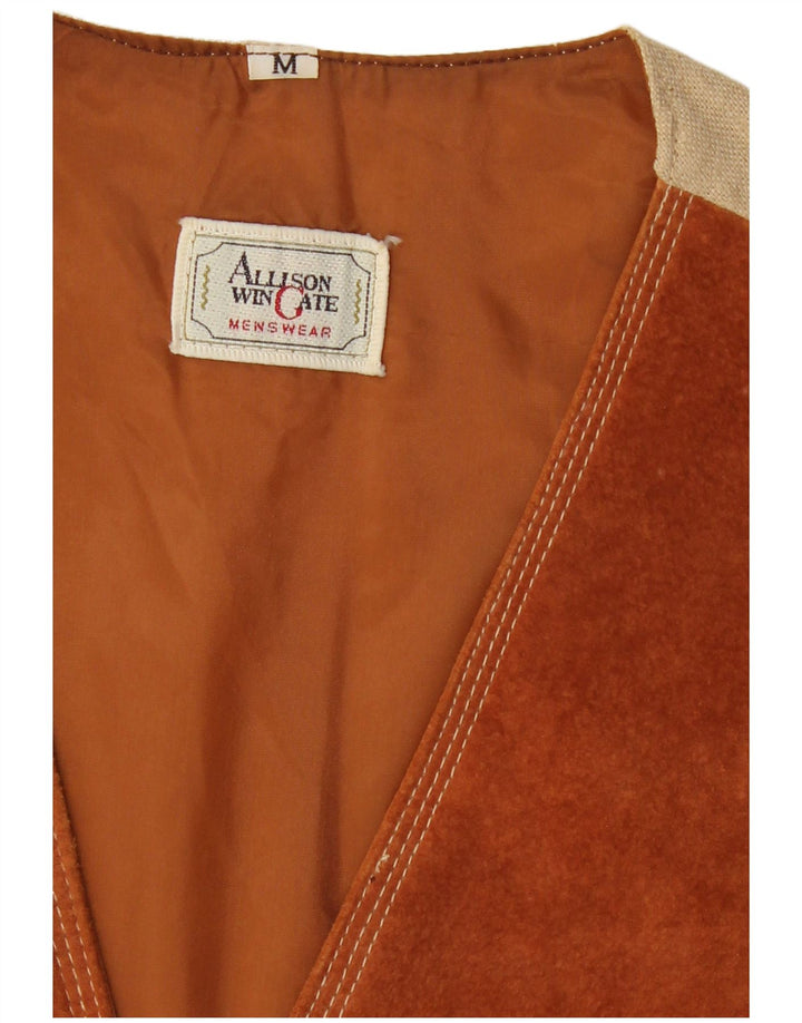 ALLISON Herren Wildlederweste UK 38 Mittelbraunes Leder