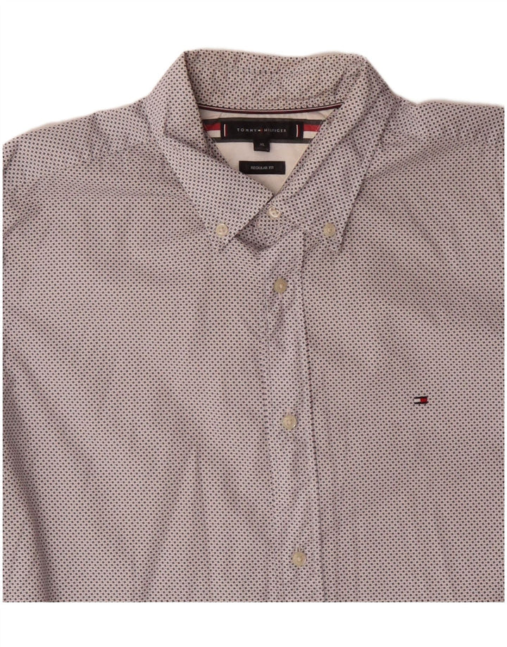 TOMMY HILFIGER Herren Regular Fit Hemd XL weiß gefleckte Baumwolle
