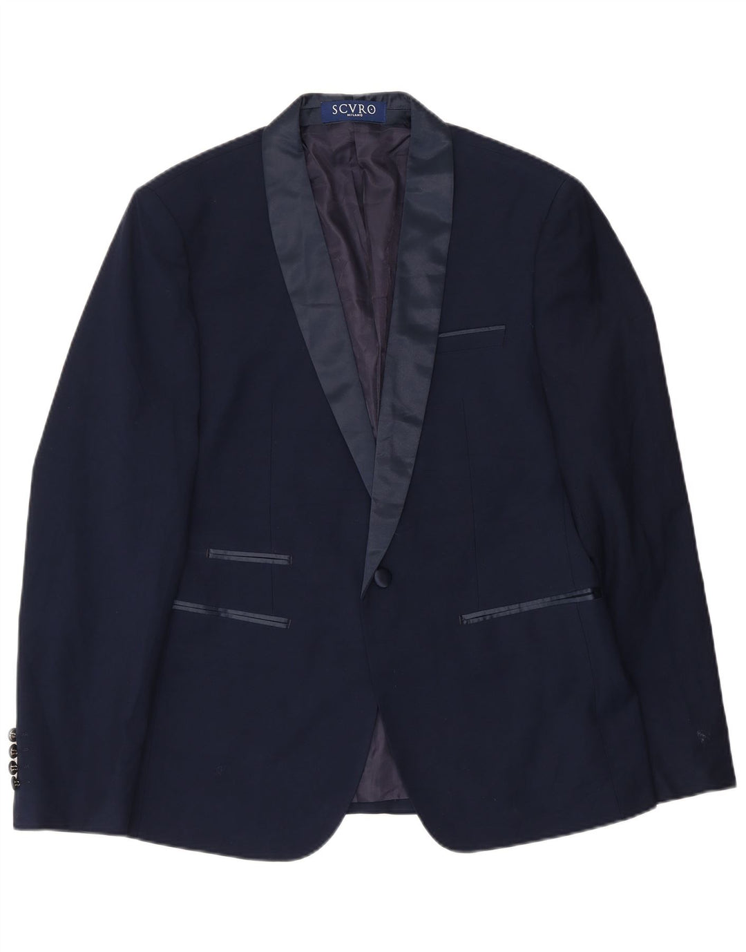Vintage Herren 1 Knopf Blazer Jacke IT 52 XL Marineblau Polyester